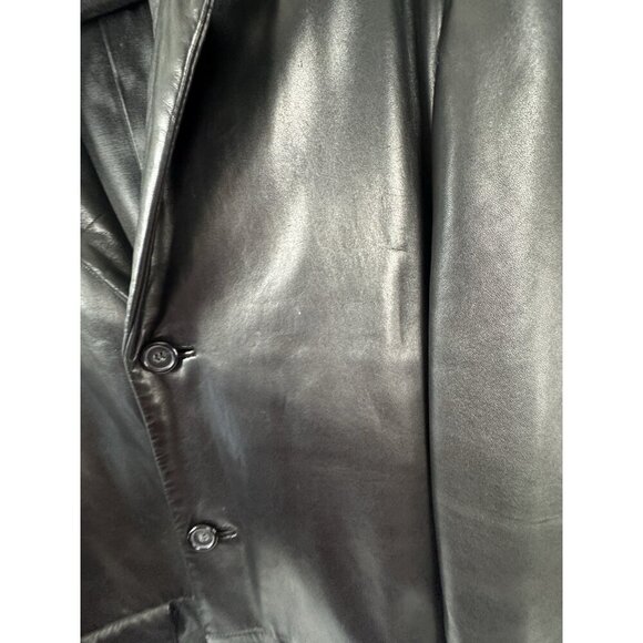 VTG Brooks Brothers Y2K Mens Black Leather Blazer M Old Money Quiet Luxury Layer - Picture 6 of 16